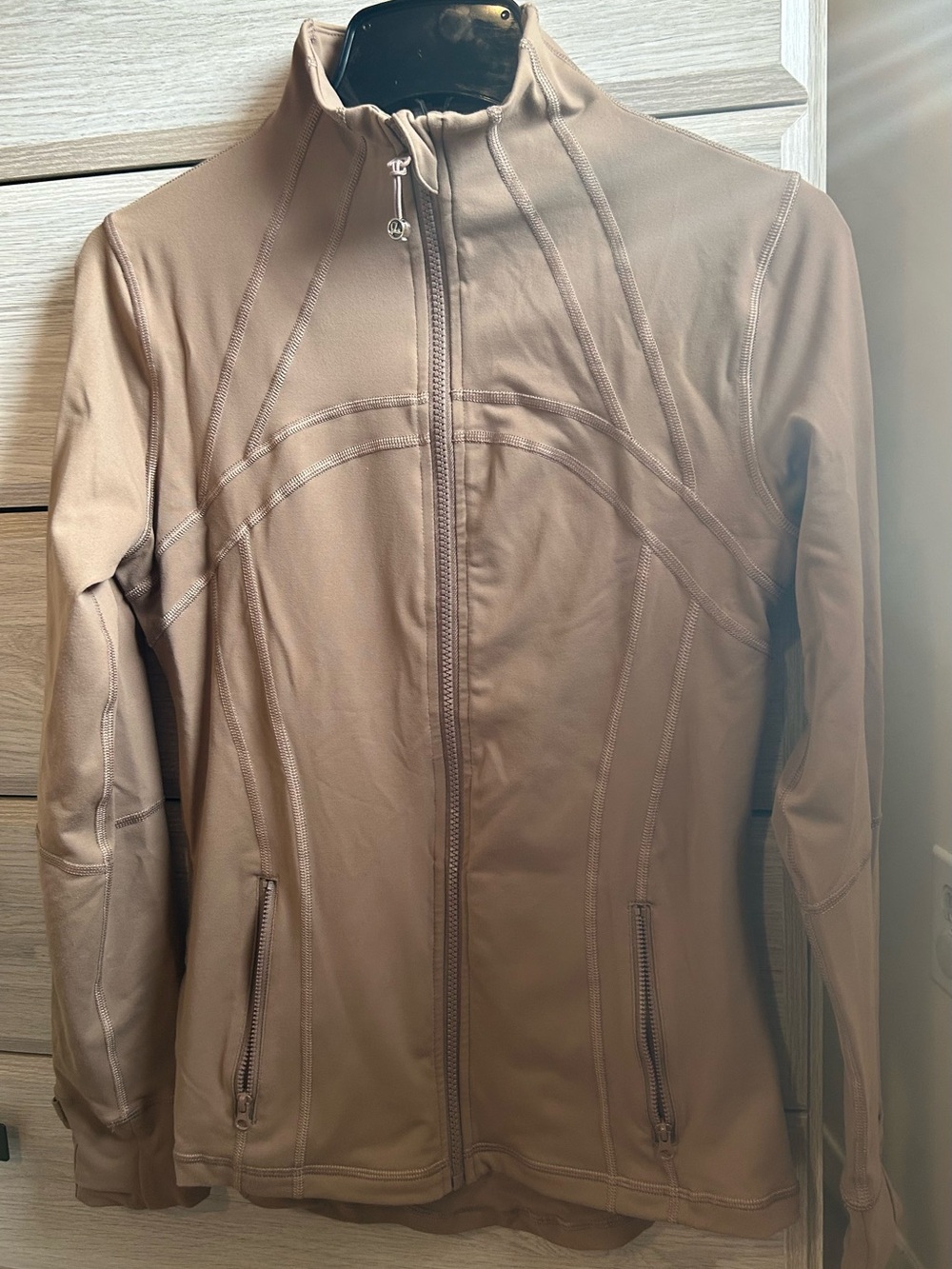 Women's Light Brown Full-Zip Athletic Jacket